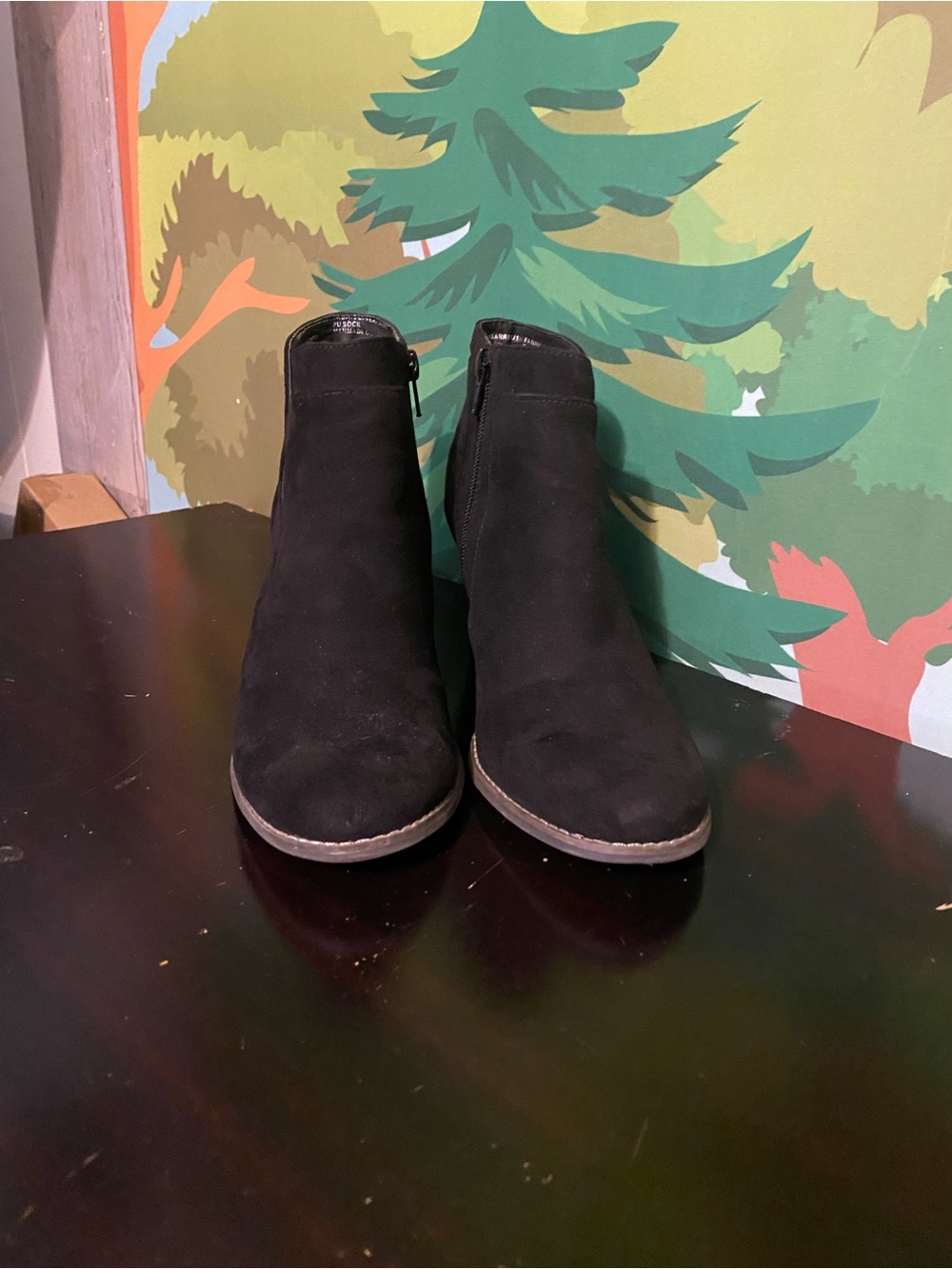 Women's Black Suede Ankle Booties with Side Zip